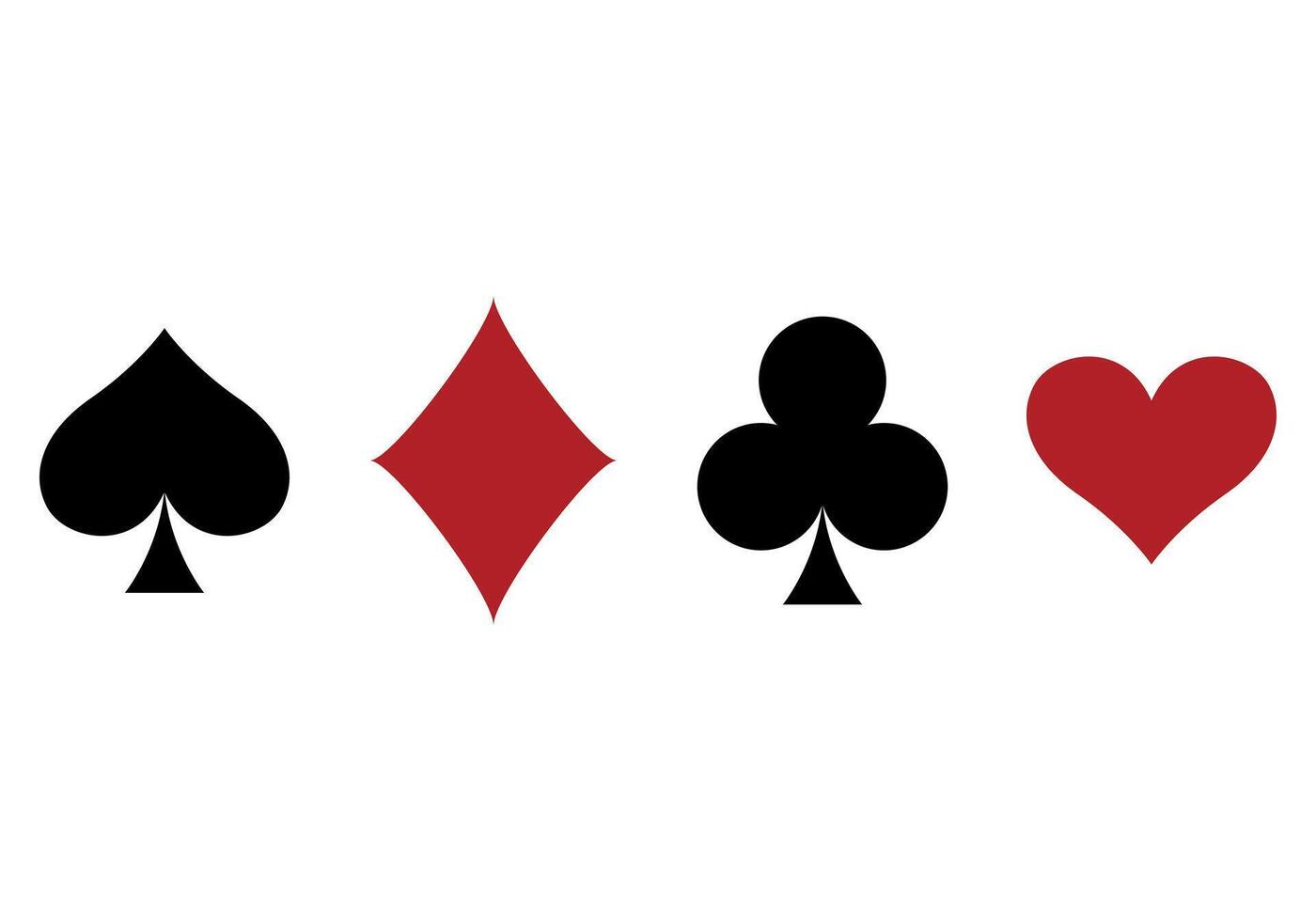 Playing card suit symbol set - four shapes of Hearts, Spades, Clubs and Diamonds symbols, illustration isolated on white background vector