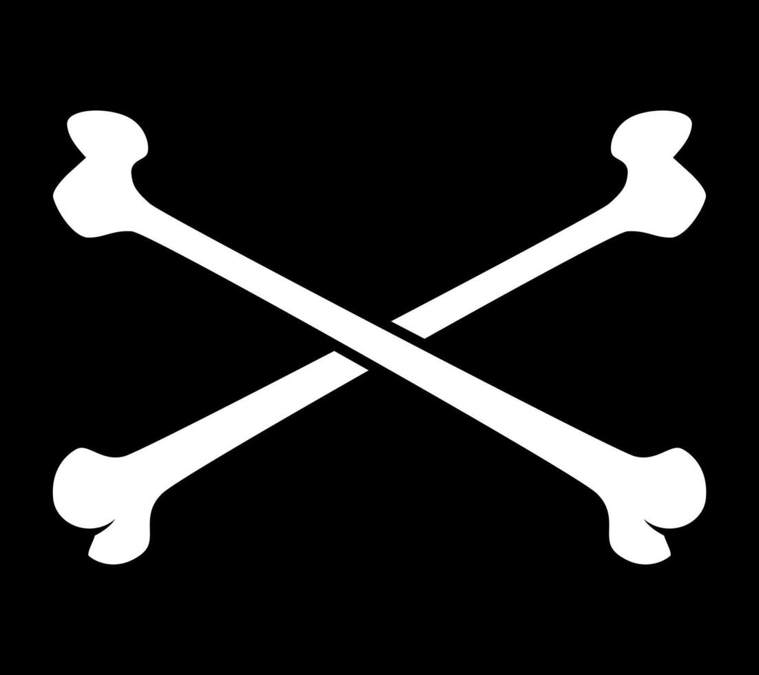 white crossbones, black and white illustration of crossed bones, isolated on black background vector
