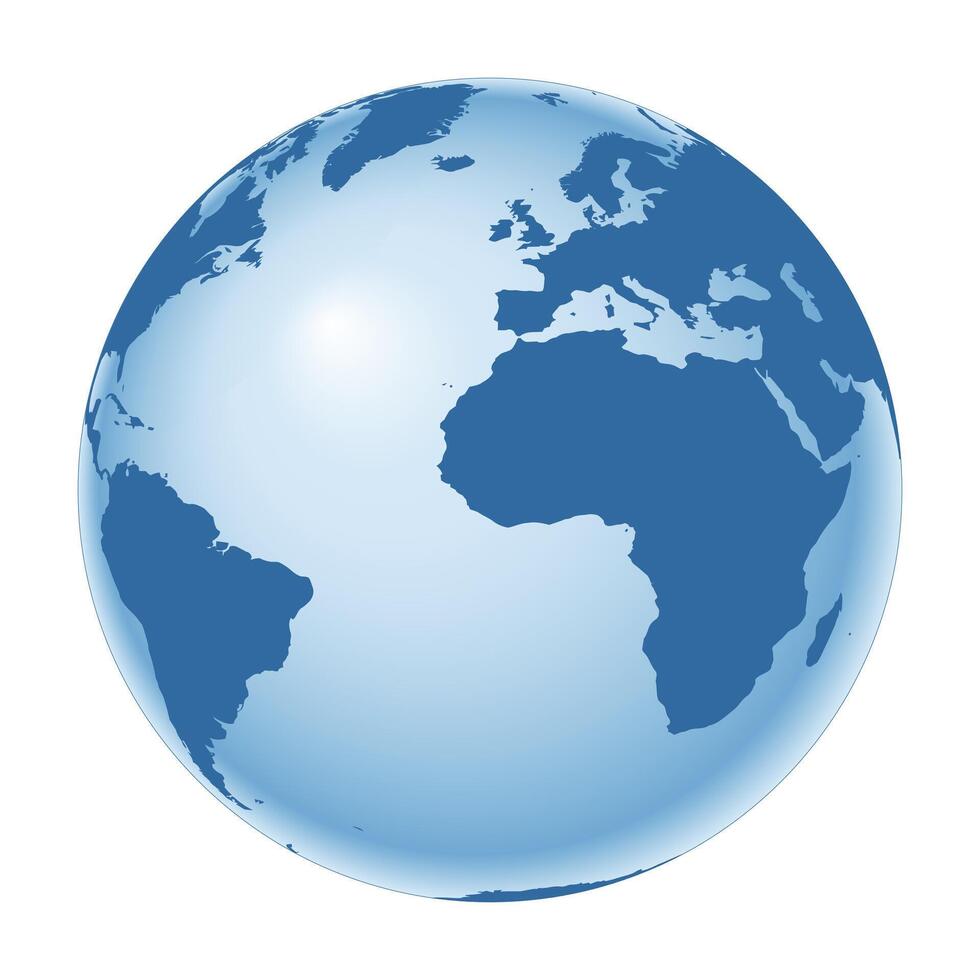 Earth globe - world map with continents on planet Earth, illustration on white background vector