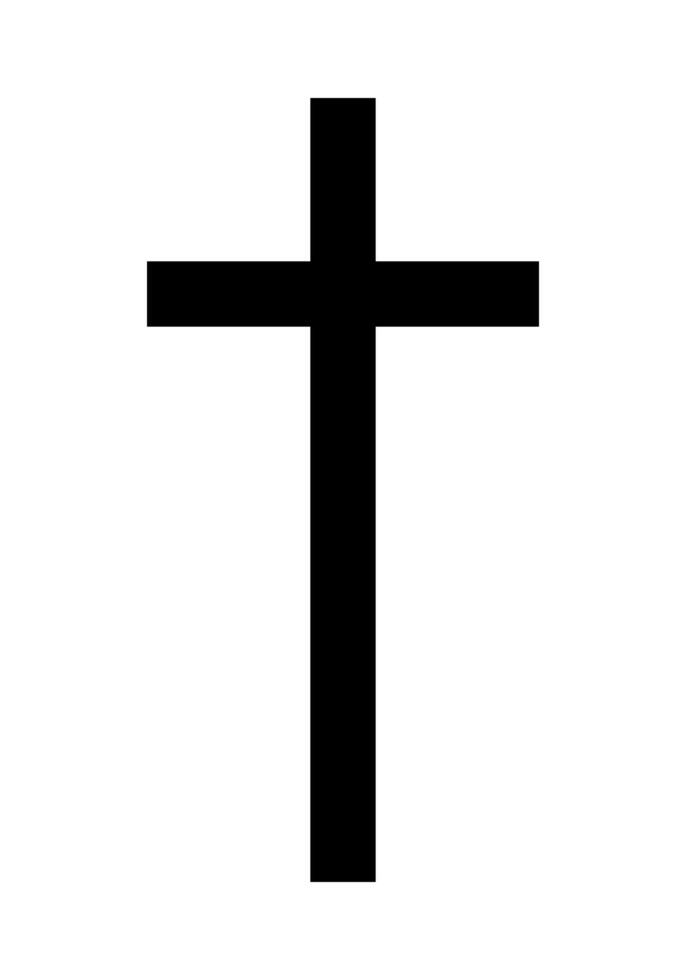 Christian cross, black and white silhouette illustration of religious cross shape, isolated on white background vector