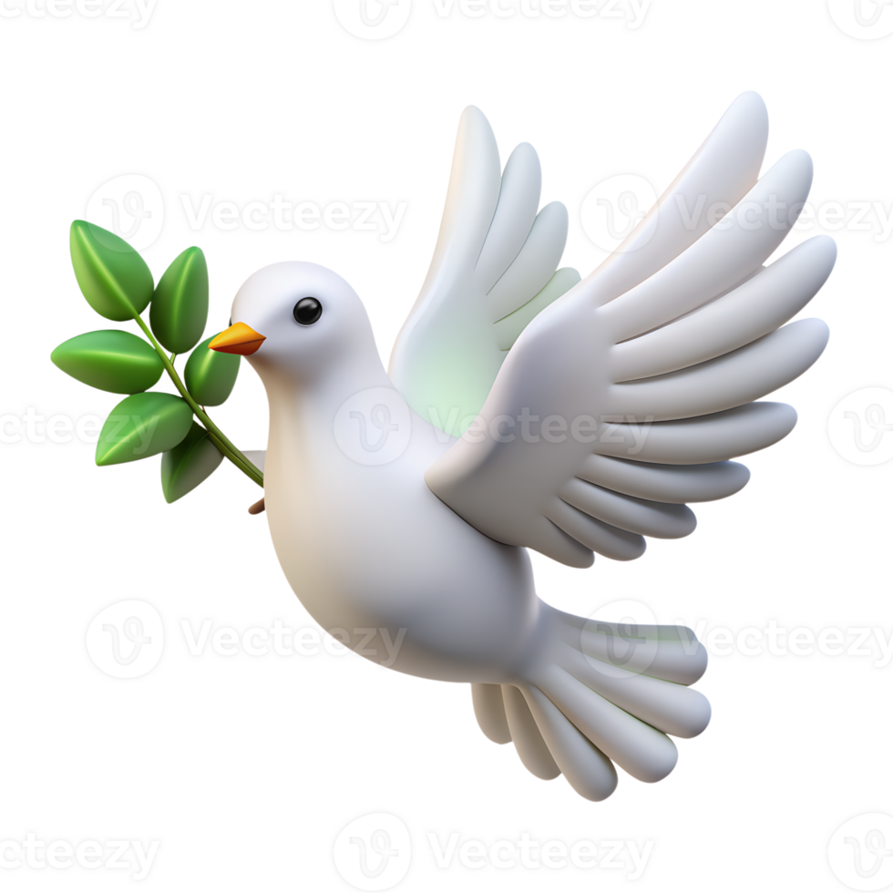 White peace dove 3d icon isolated on the transparent background png