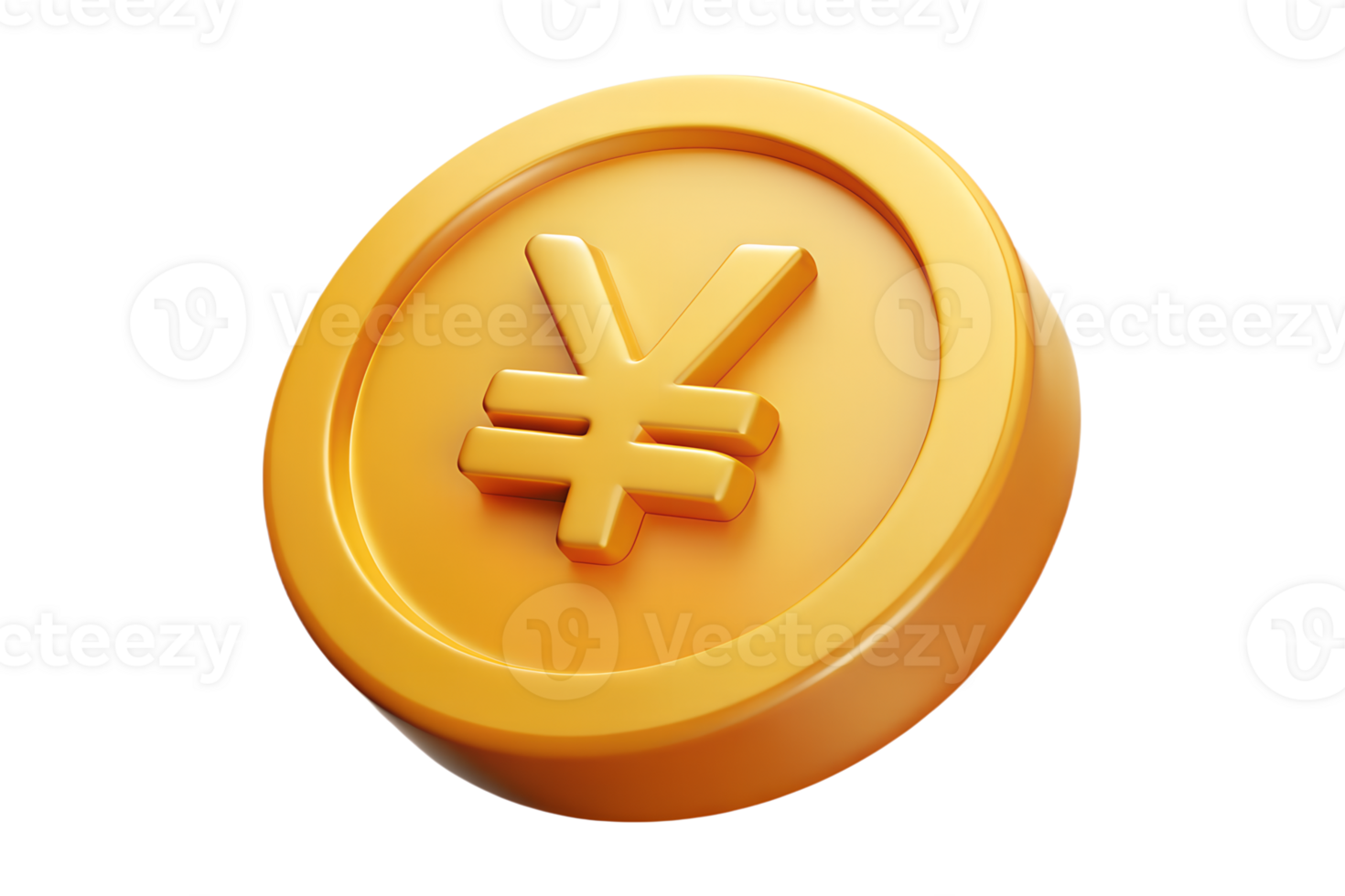 Illustration of 3d yen coin isolated on the transparent background png