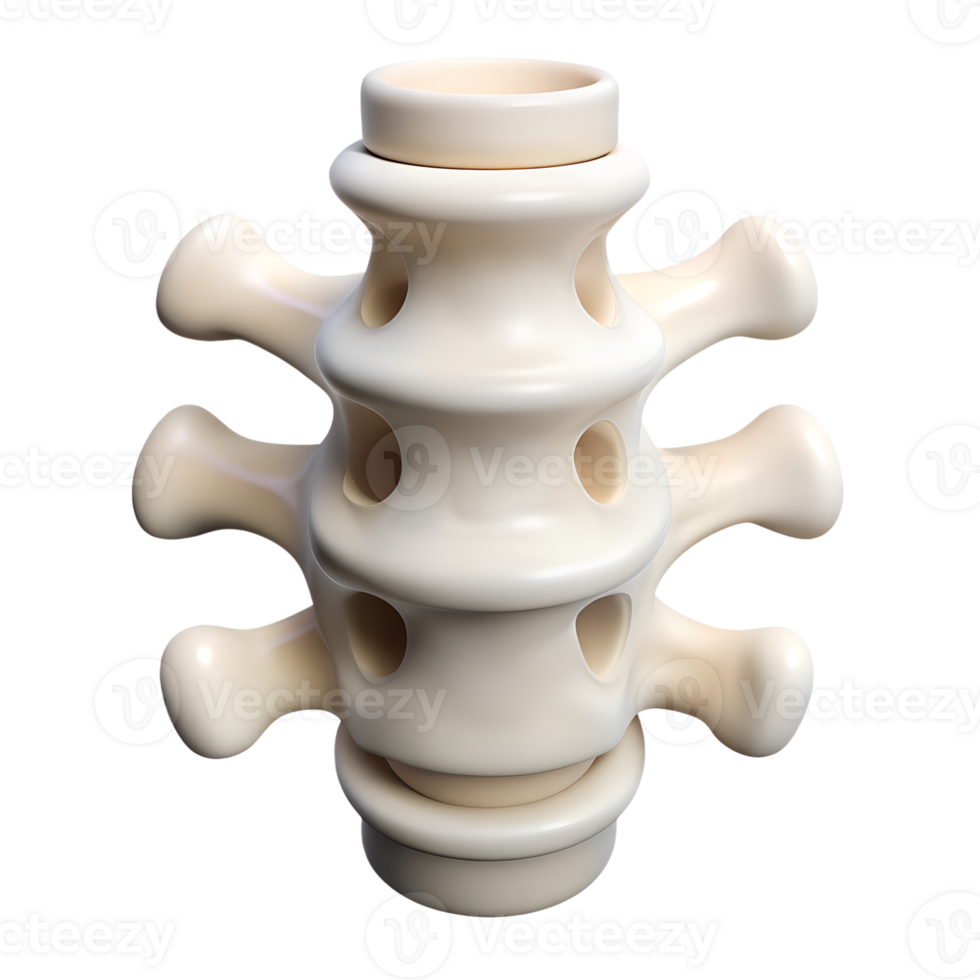 Several human vertebrae forming the spine 3d icon on the transparent background png