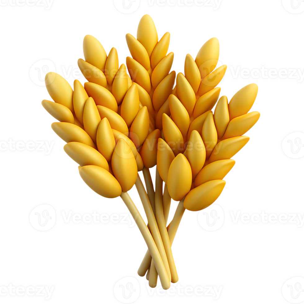 Ears of wheat 3d icon isolated on the transparent background png