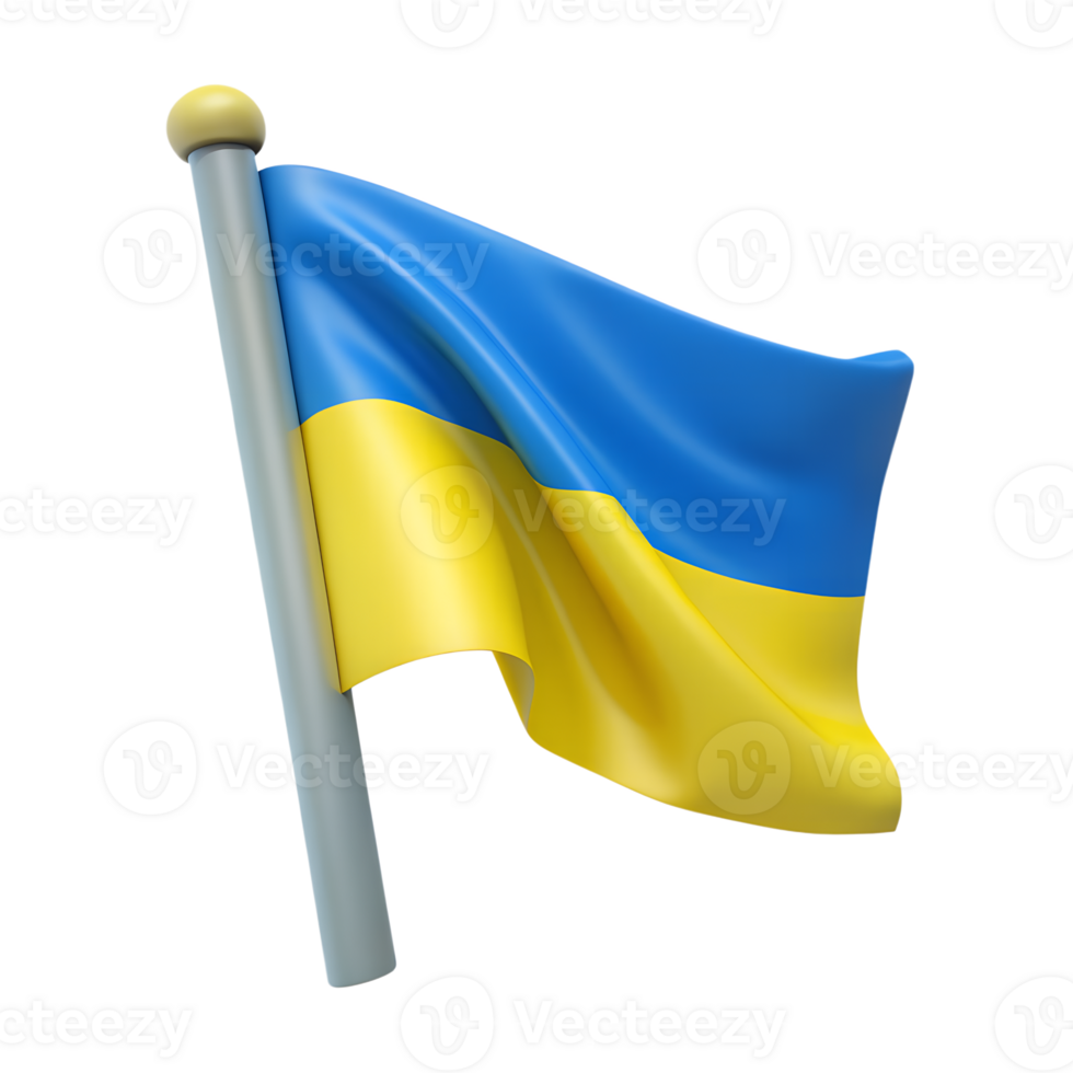 Ukranian national flag 3d icon isolated on the transparent background png
