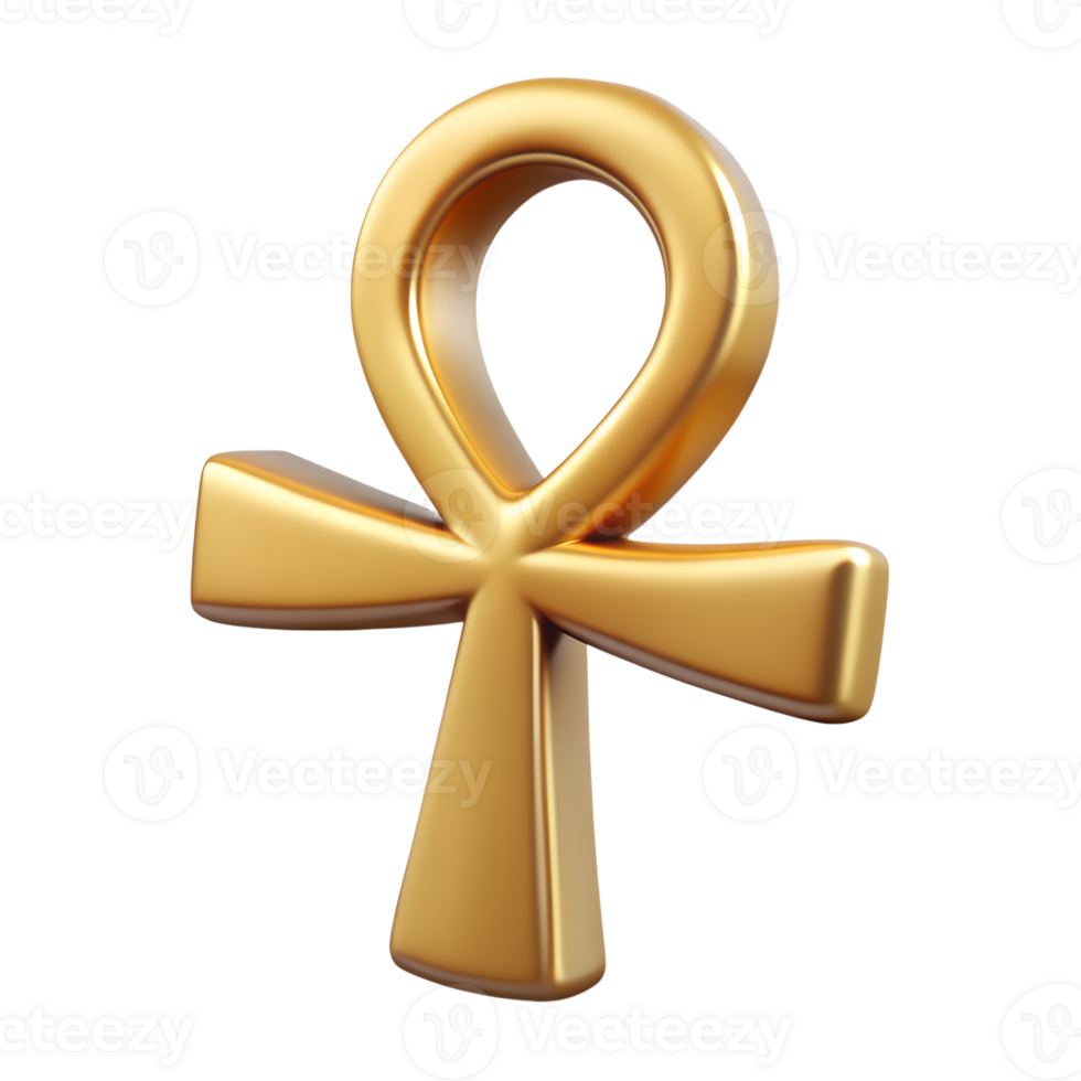 Egypt ancient traditional ankh 3d icon isolated on the transparent background png