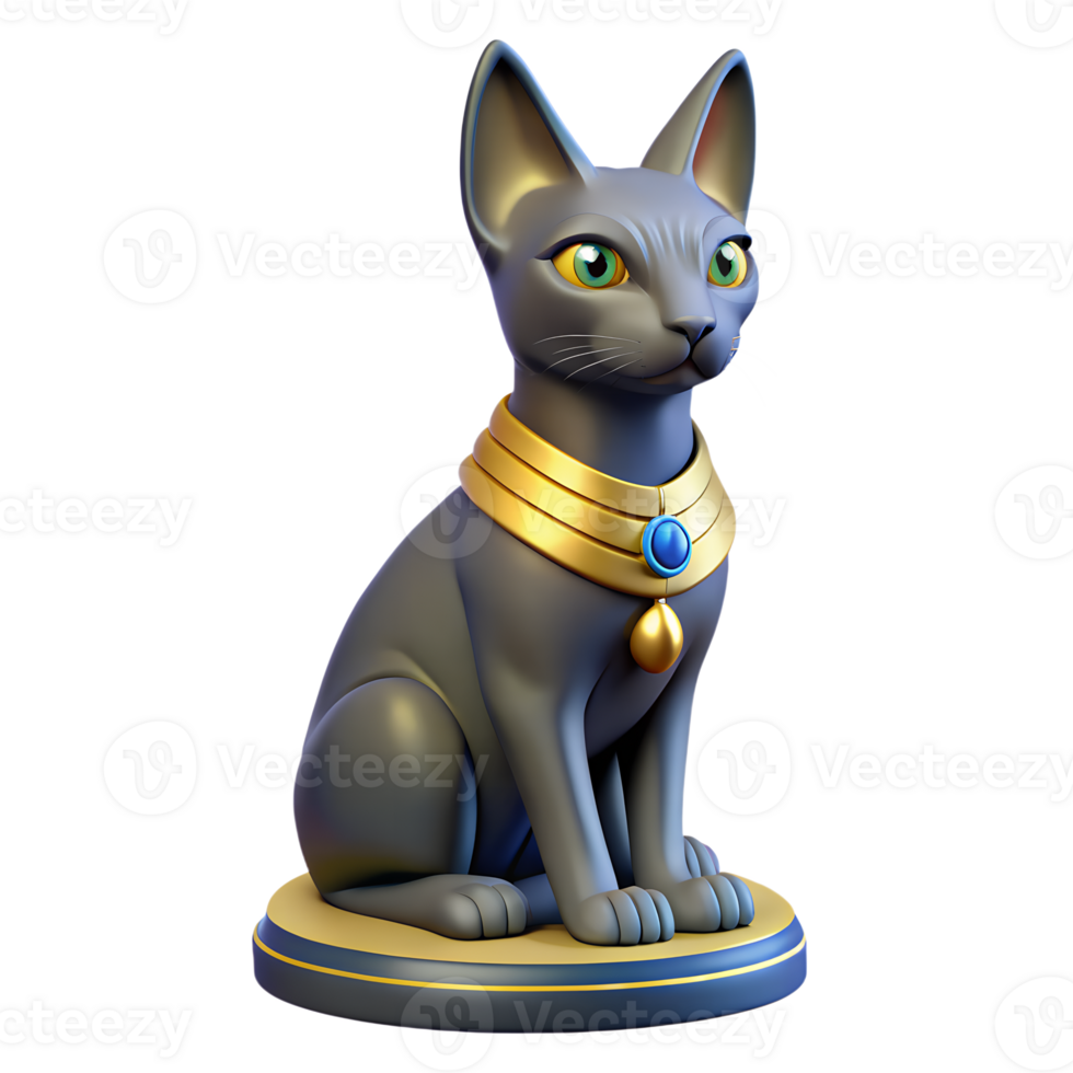 Egito antigo gato estátua 3d ícone isolado em a transparente fundo png