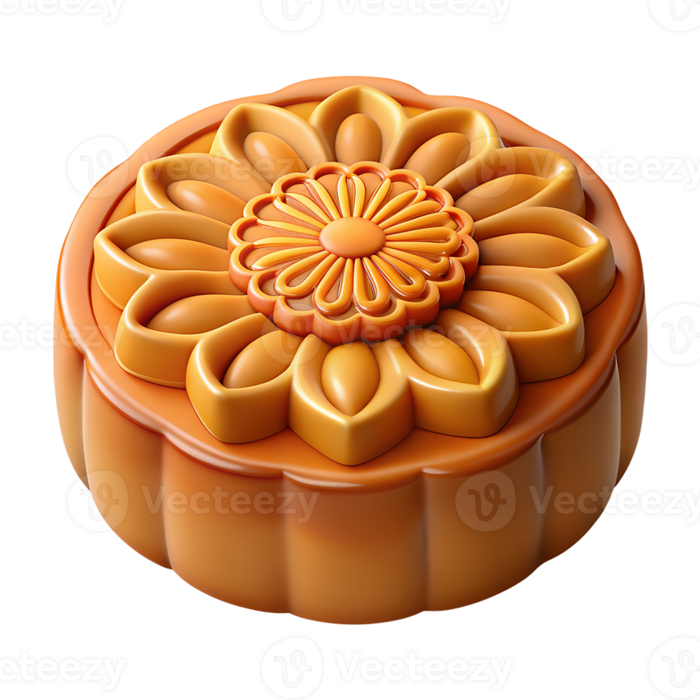 Mid autumn festival moon cake 3d icon isolated on the transparent background png