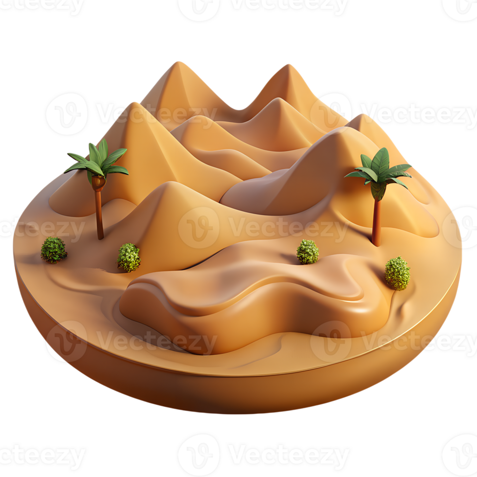 Egypt Sahara desert isometric 3d icon isolated on the transparent background png
