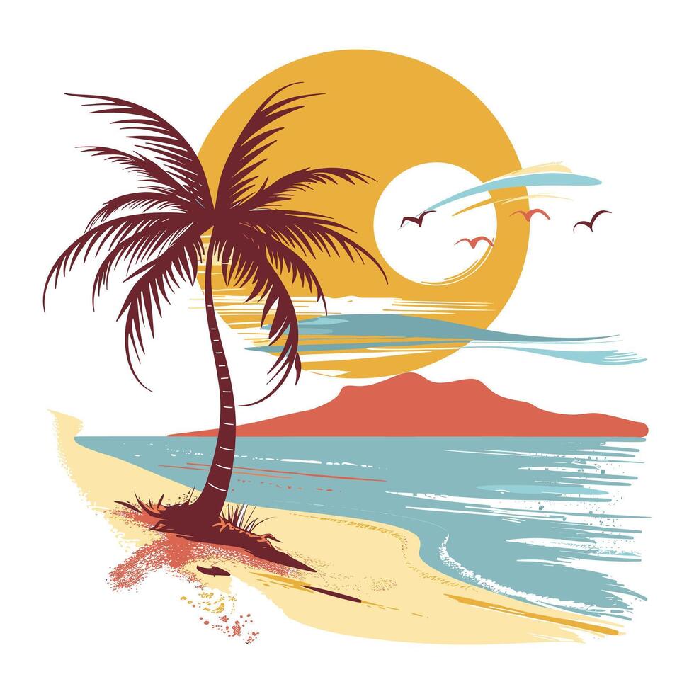 Summer beach t shirt , Summer slogan with beach illustration, Summer, Aloha surf typography for t-shirt print , beach print vector