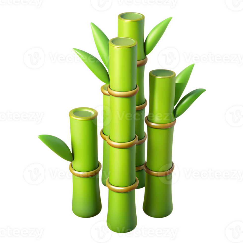 Bamboo shoots 3d icon isolated on the transparent background png