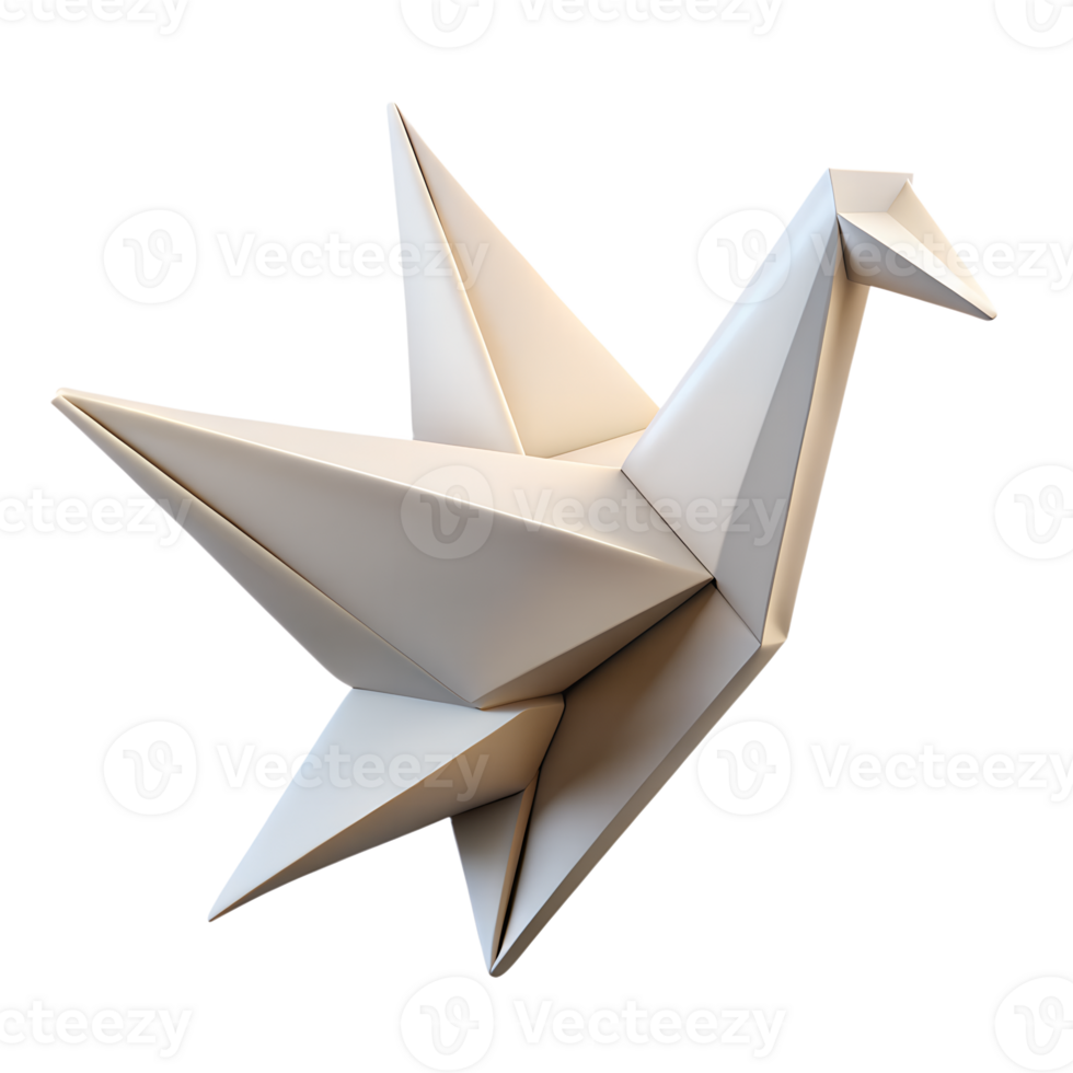 Origami paper crane 3d icon isolated on the transparent background png