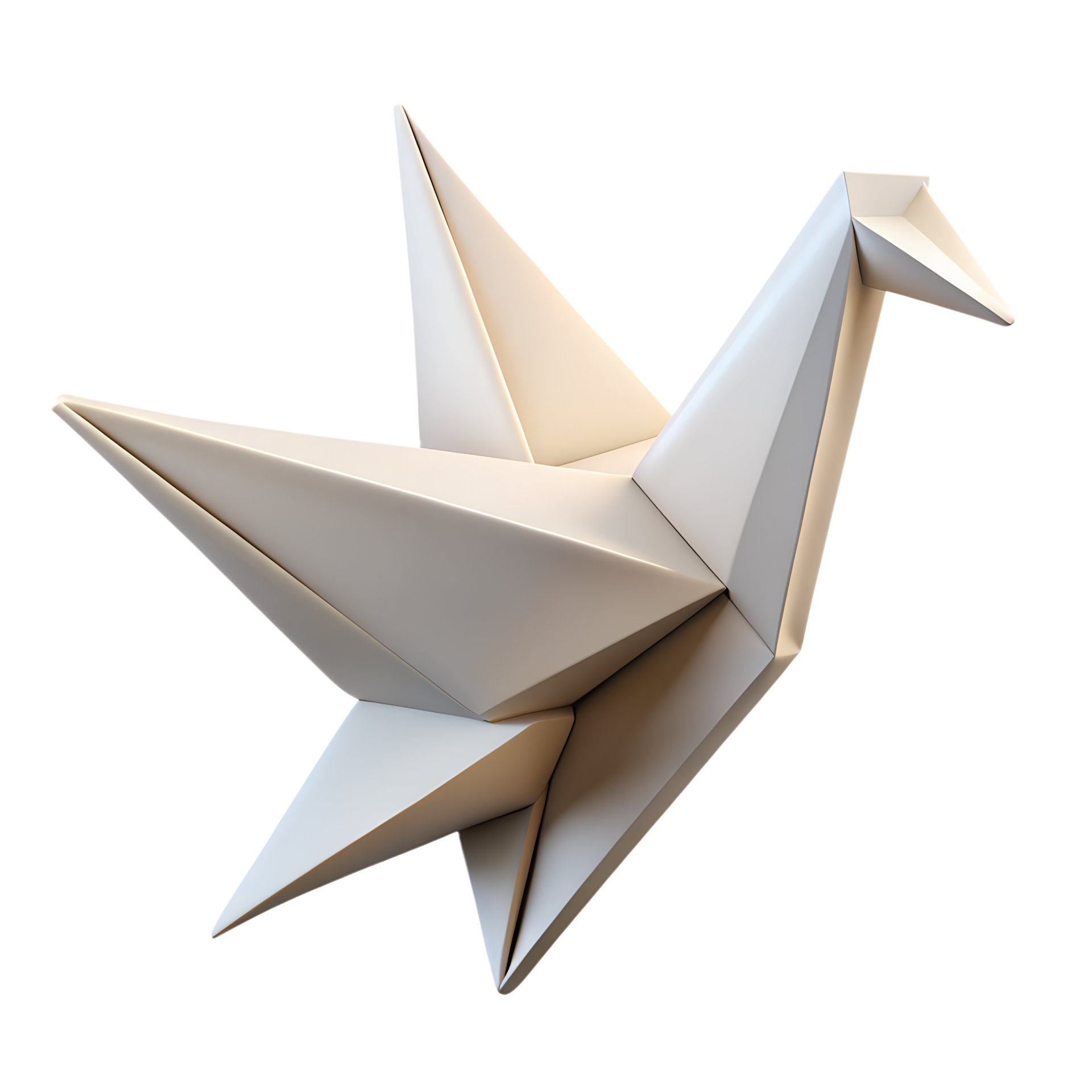 Origami paper crane 3d icon isolated on the transparent background