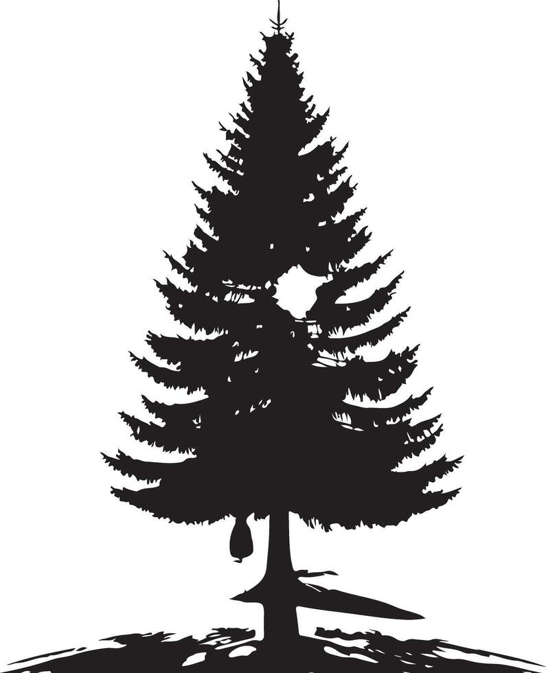 Silhouette christmas tree nature design isolated vector