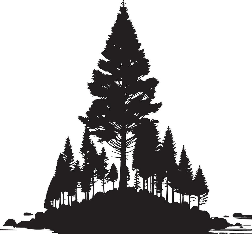 Silhouette christmas tree nature design isolated vector
