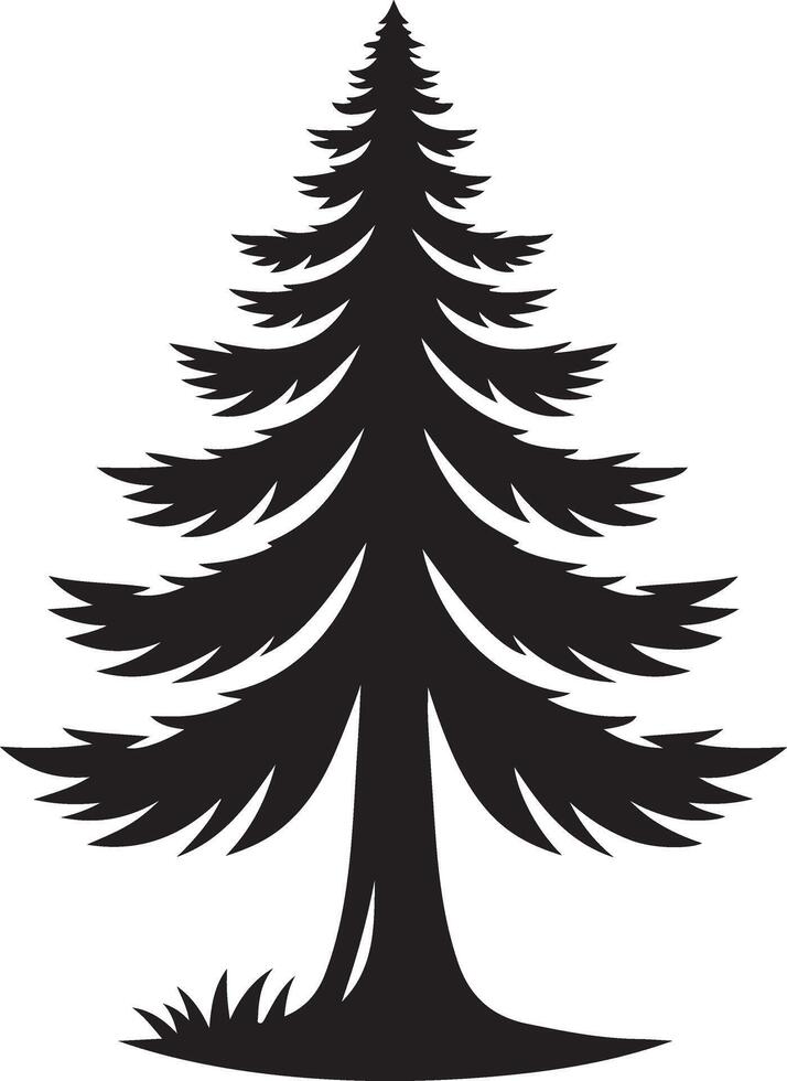 Pinr tree design element black color silhouette vector