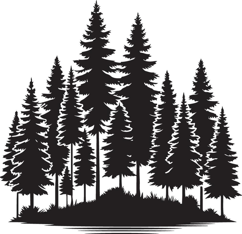 Pine tree forest fir tree silhouette vector