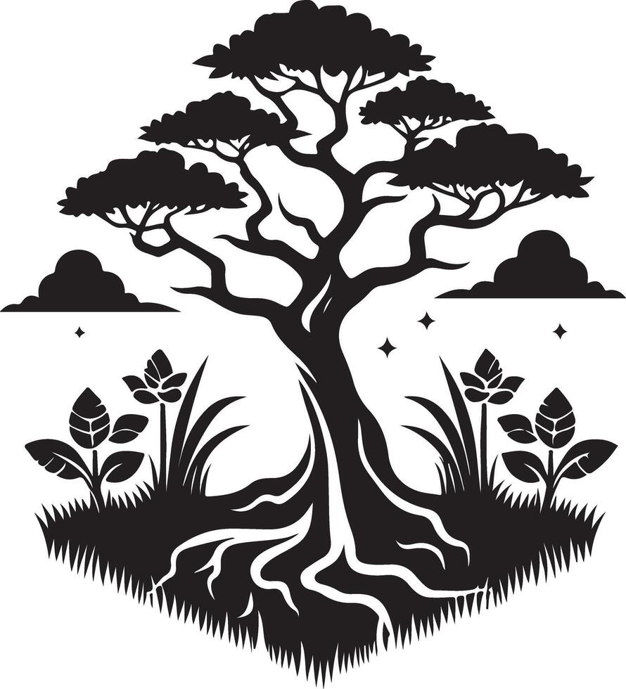 Design Silhouette Element Land Tree vector