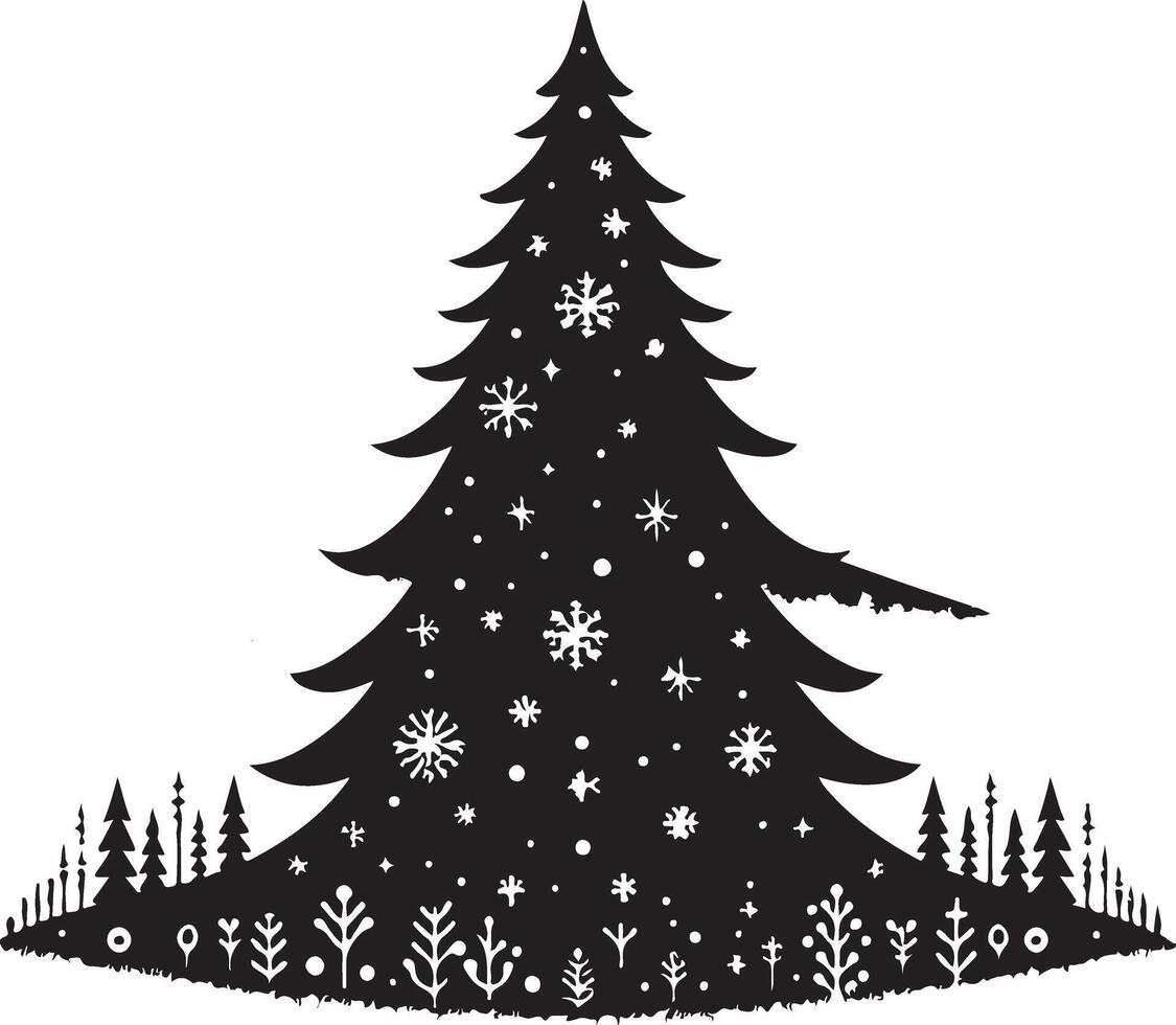 Christmas tree silhouette on a white background vector