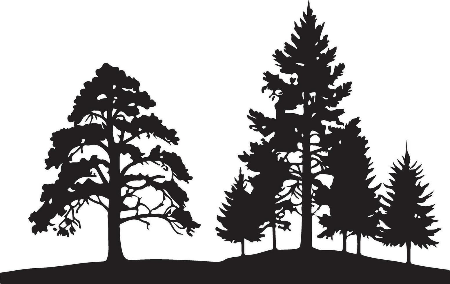 Minimalist tree Silhouette illustration, black color silhouette vector