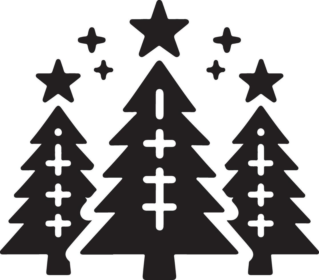 Christmas Trees Pictogram, black color silhouette vector