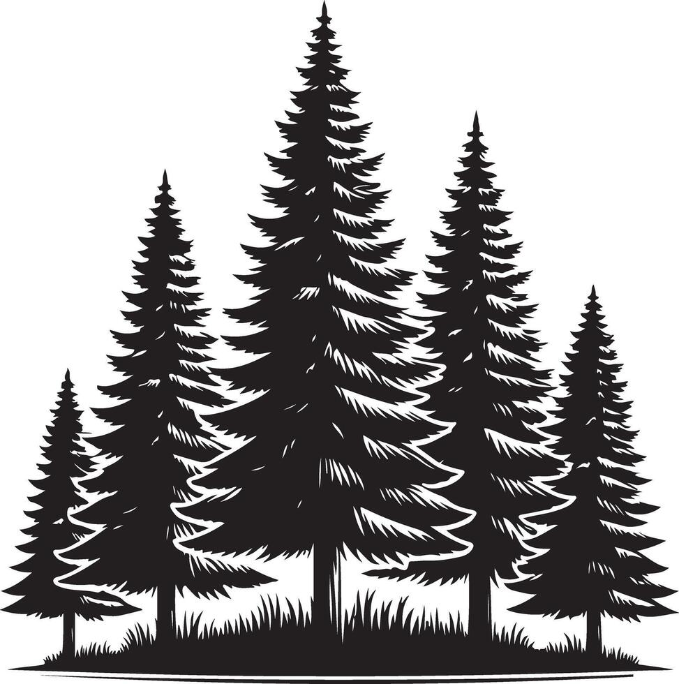 Pine tree forest fir tree silhouette vector