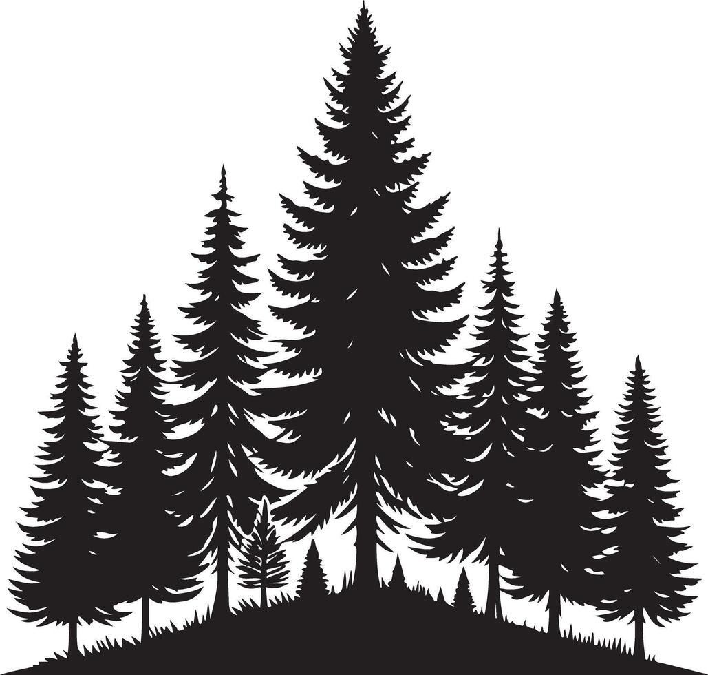 Pine tree forest fir tree silhouette vector