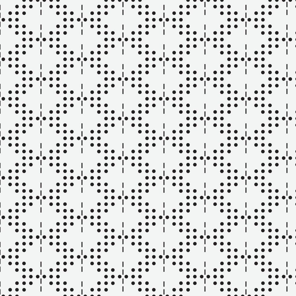 Seamless black Pattern with Serif Lines and Painted Rhombuses with Frame on White Background. dot pattern with style batik. vector