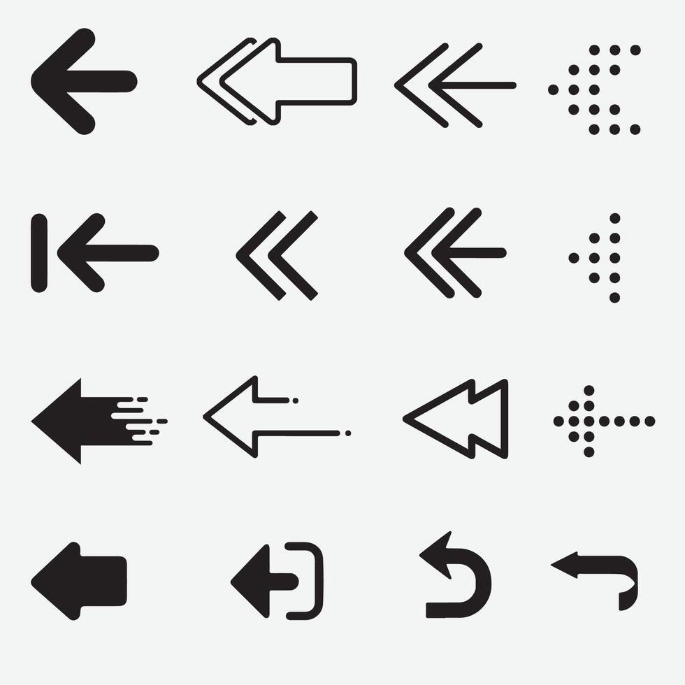 Set arrow icon. Collection different arrows sign. Black arrows vector