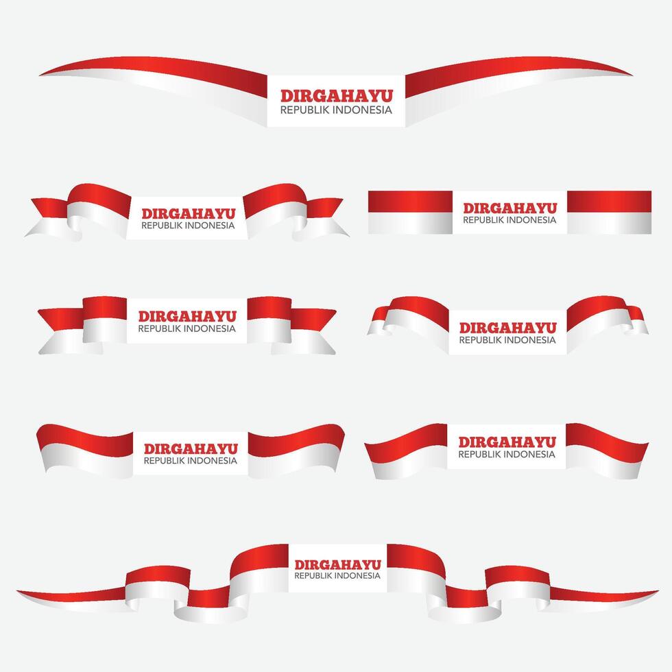 Indonesia flag flat design with various illustration styles vector