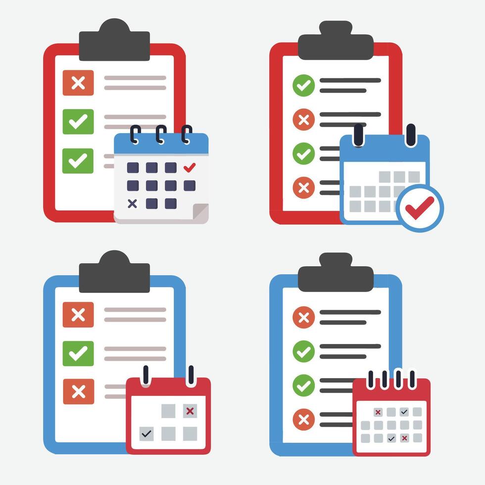 Set Schedule Management icon. Can also be used for Search Engine Optimization. Suitable for mobile apps, web apps and print media. vector