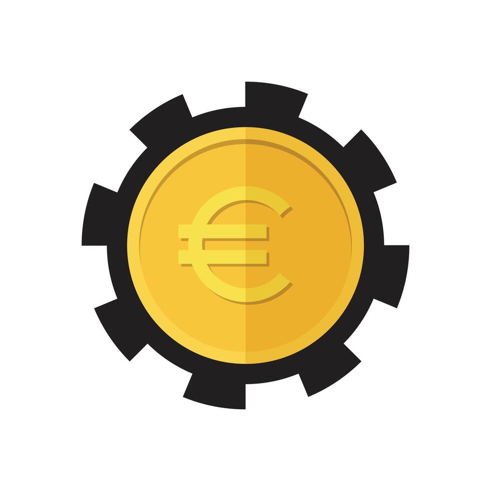 Euro gear setting coin currency flat design illustrator vector