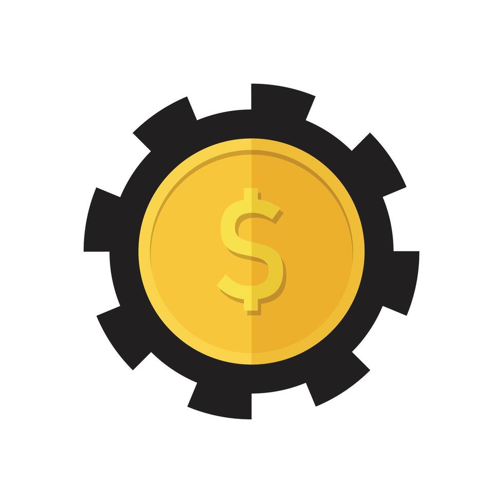 Dollar gear setting coin currency flat design illustrator vector