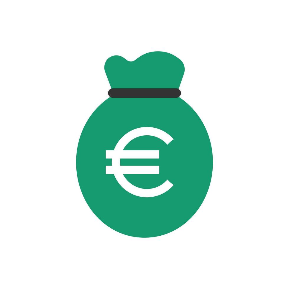 Euro flat Money bag icon. illustration vector