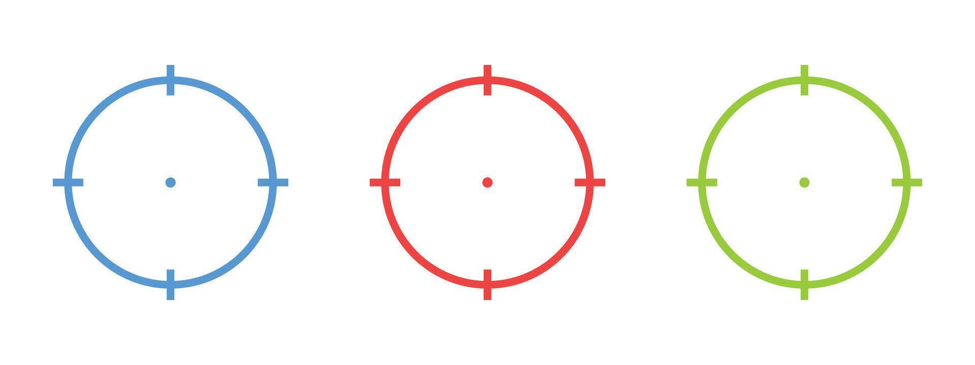 Bullseye pointer line icon set. Sniper accuracy symbol. Crosshair vector