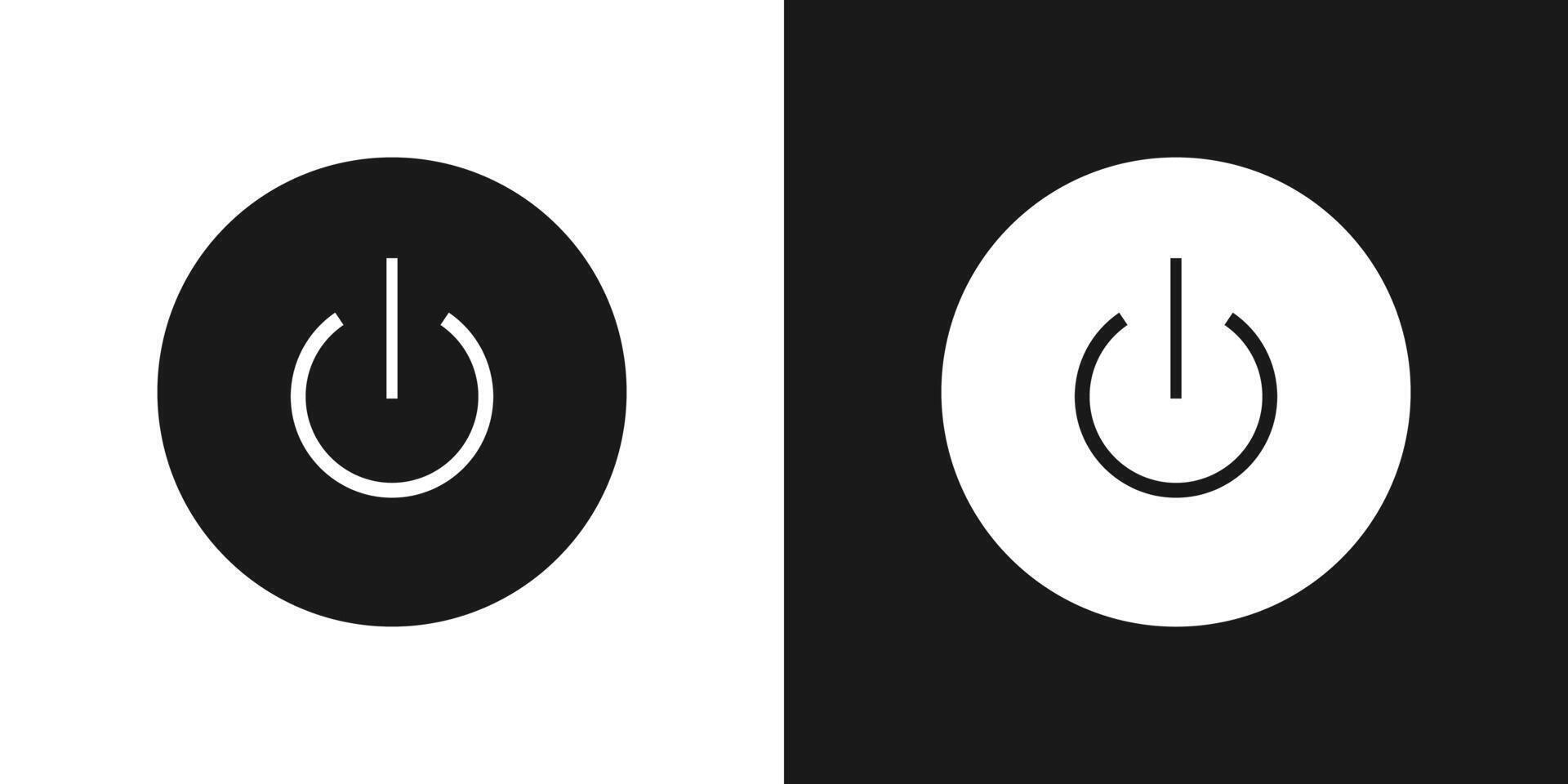 Power button black and white set icon for apps and website. vector
