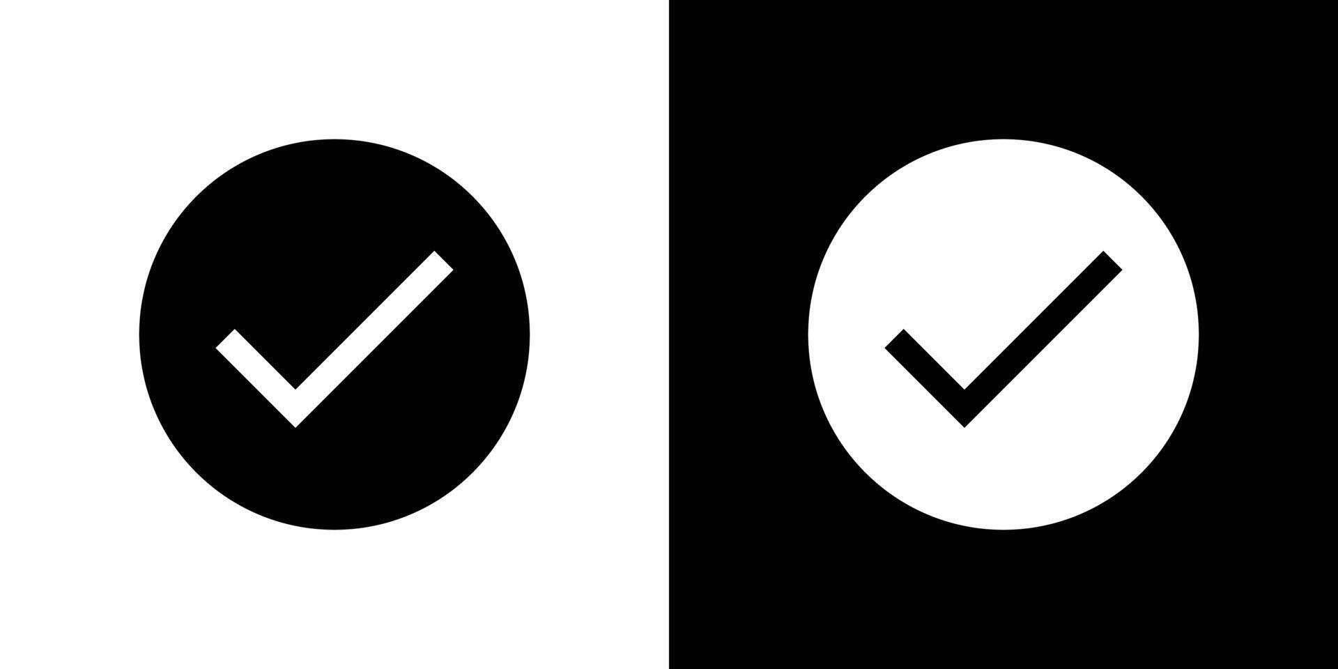 Verified black and white icon . Verification check mark. vector