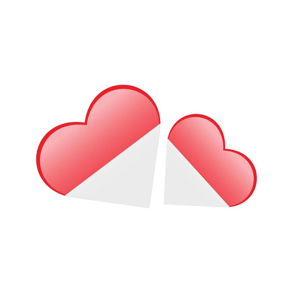 Indonesia flag heart shape. vector