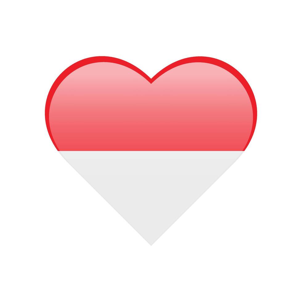 Indonesia flag heart shape. vector