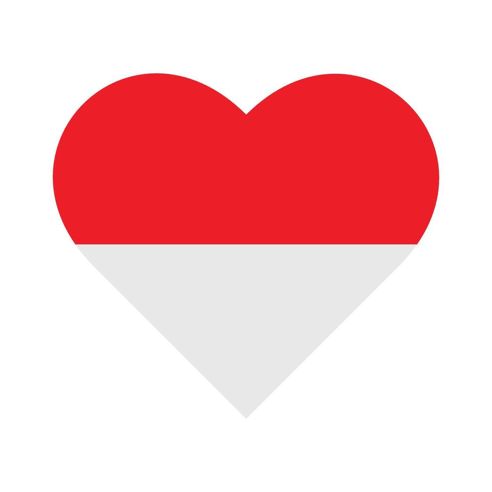 Indonesia flag heart shape. vector