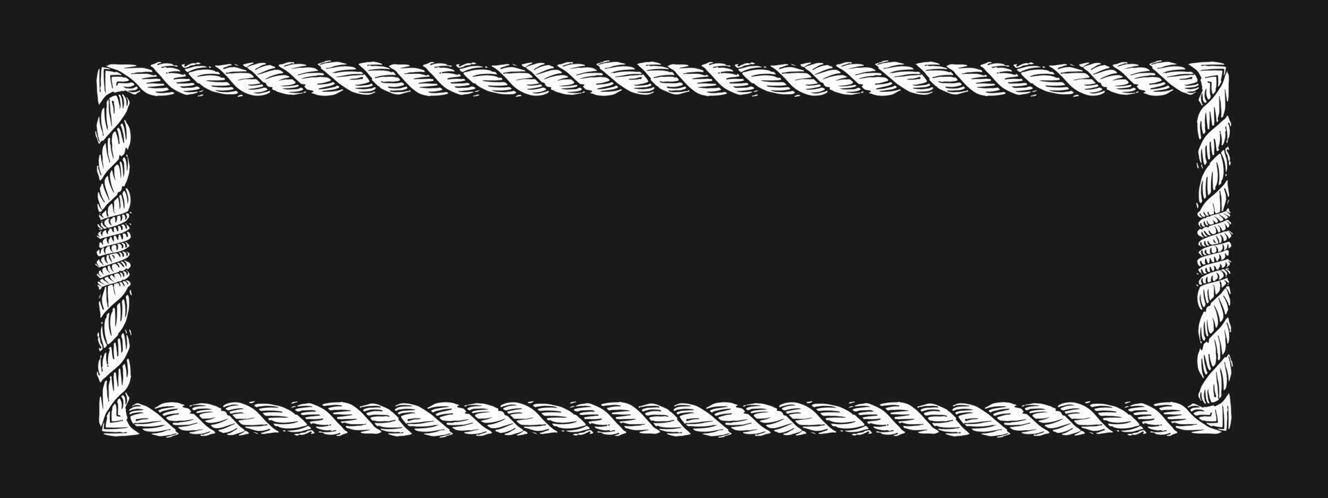 Rectangle rope frame on black background illustration vector