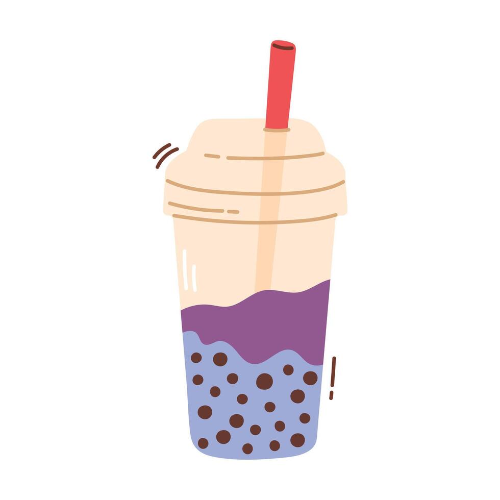 Bubble tea drinks in plastic glass vector