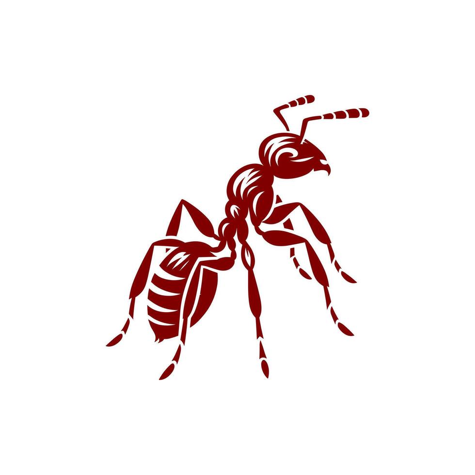 Ant logo with a minimalist design featuring a silhouette of this industrious insect. Perfect for branding, nature-themed projects, and eco-friendly graphics. vector