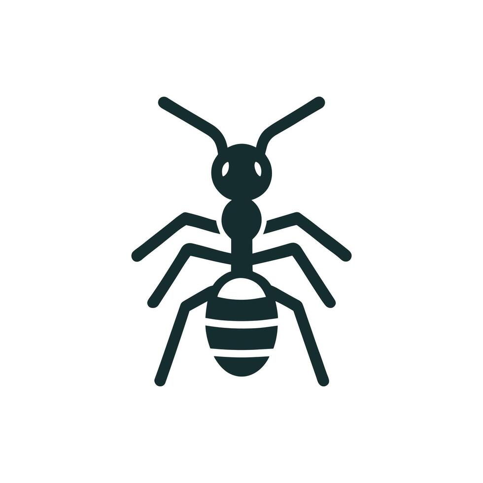 Ant logo with a minimalist design featuring a silhouette of this industrious insect. Perfect for branding, nature-themed projects, and eco-friendly graphics. vector