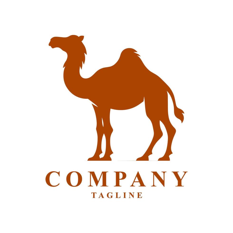 camel logo design featuring a minimalist desert animal silhouette. Black and white emblem for branding, badges, and labels. Perfect for travel, adventure, and exotic wildlife themes. vector
