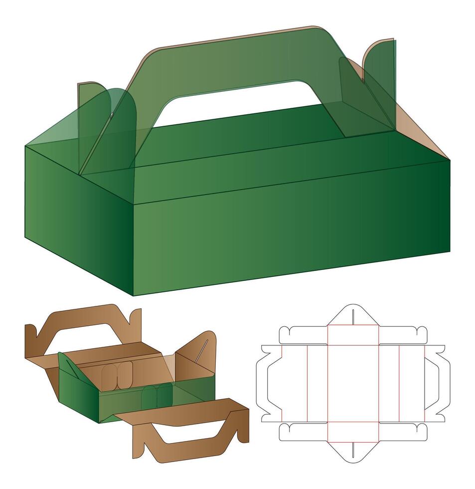 Box packaging die cut template design. 3d mock-up vector