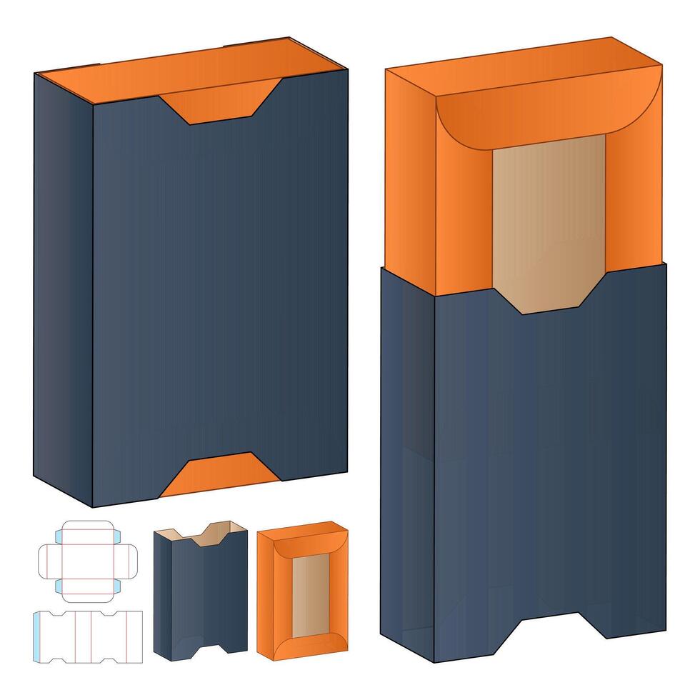 Box packaging die cut template design. 3d mock-up vector