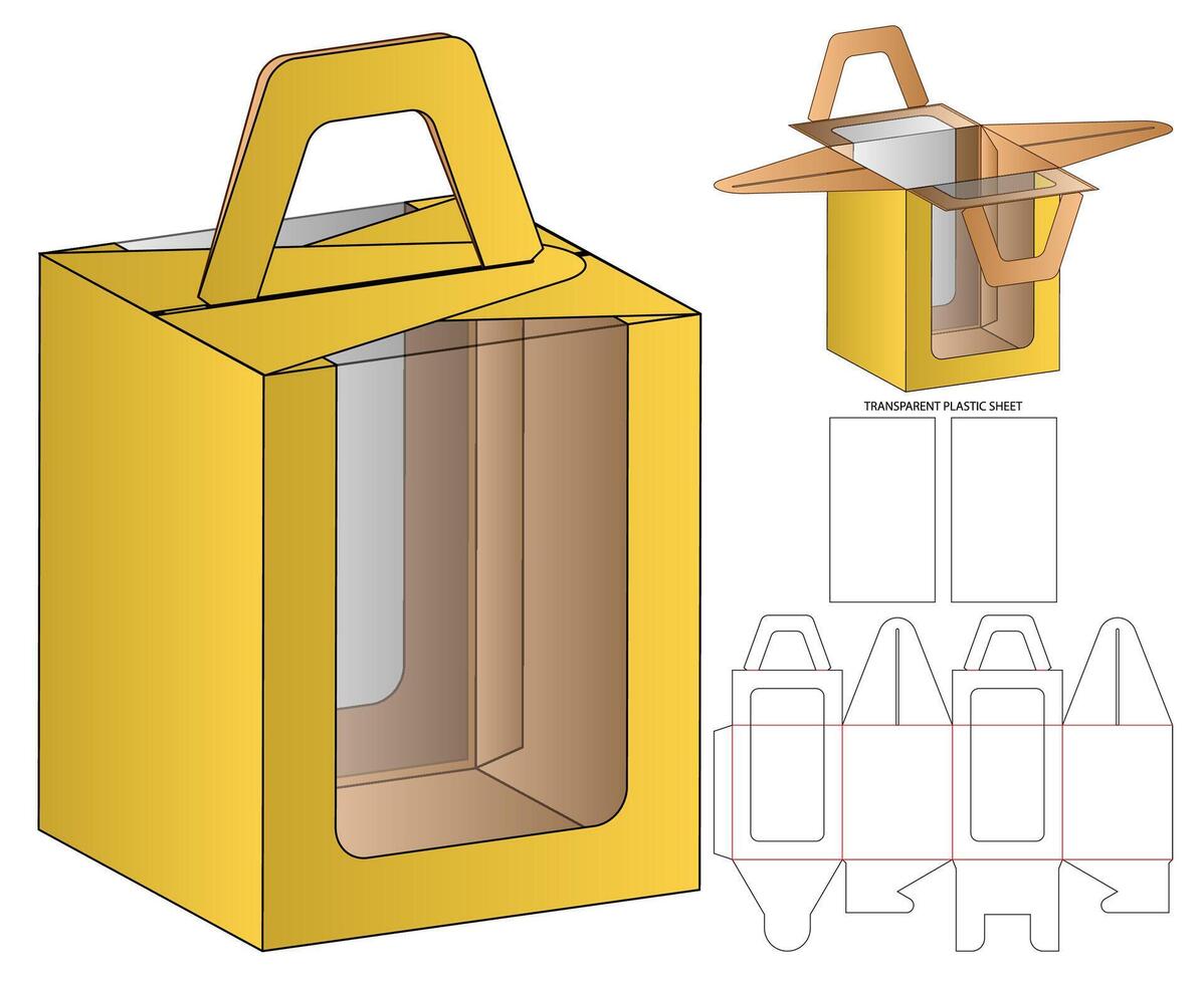 Box packaging die cut template design. 3d mock-up vector