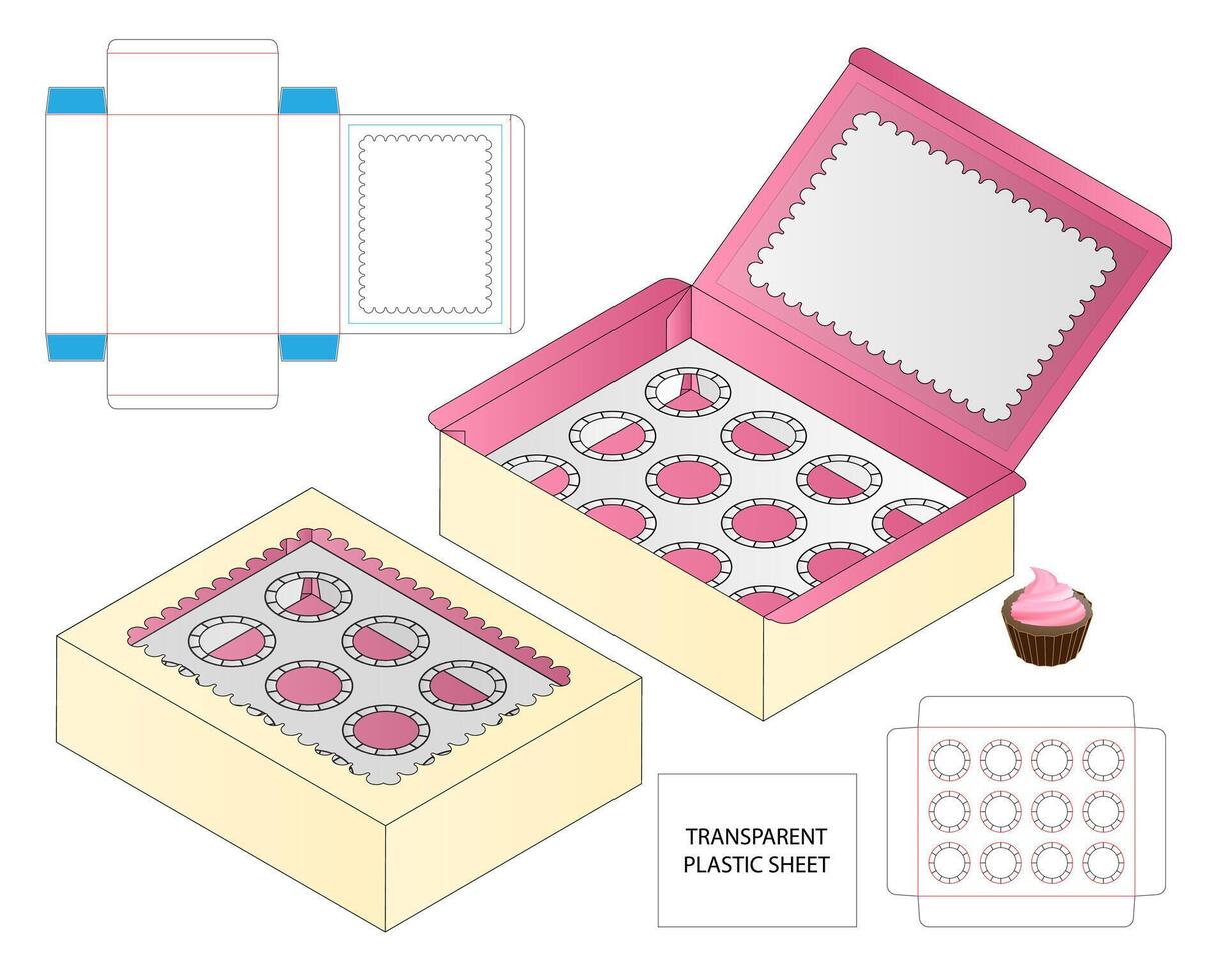 Box packaging die cut template design. 3d mock-up vector