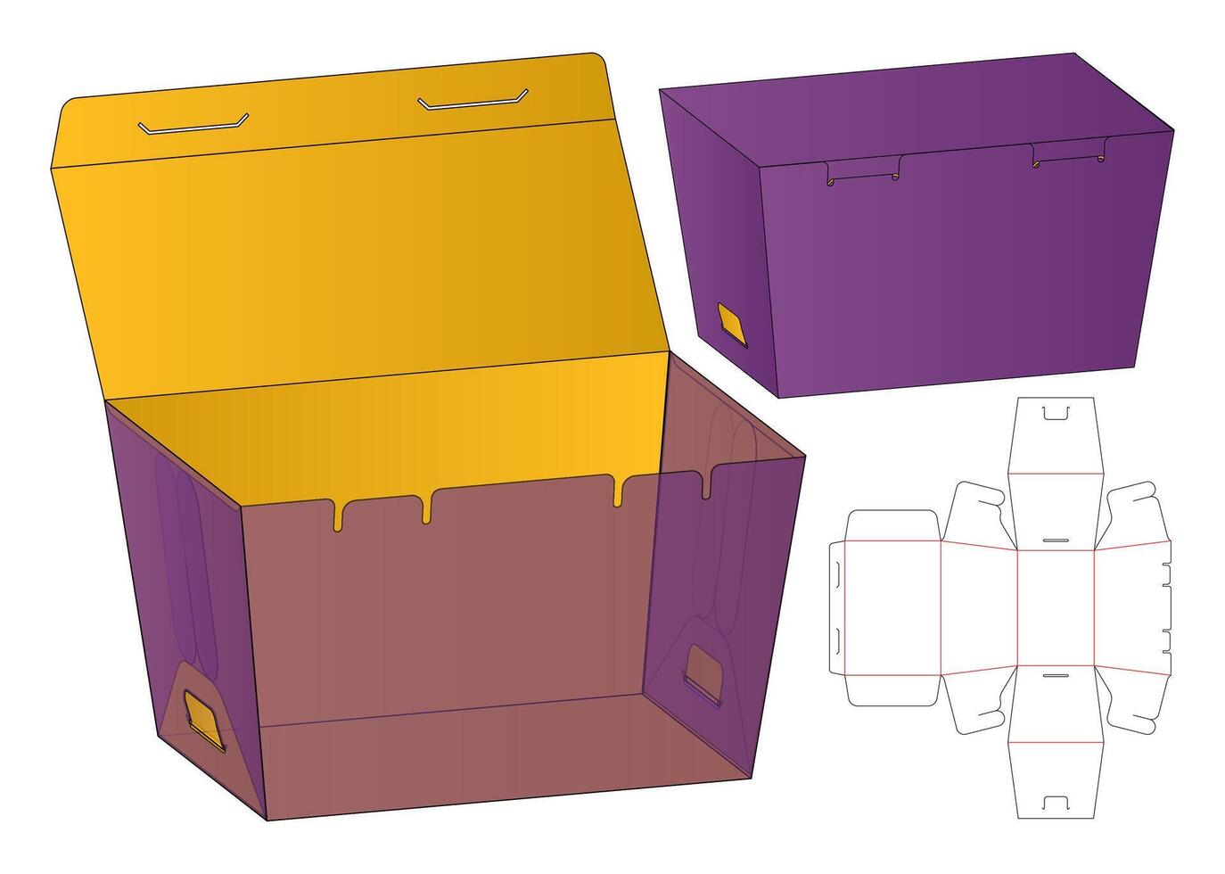 Box packaging die cut template design. 3d mock-up vector